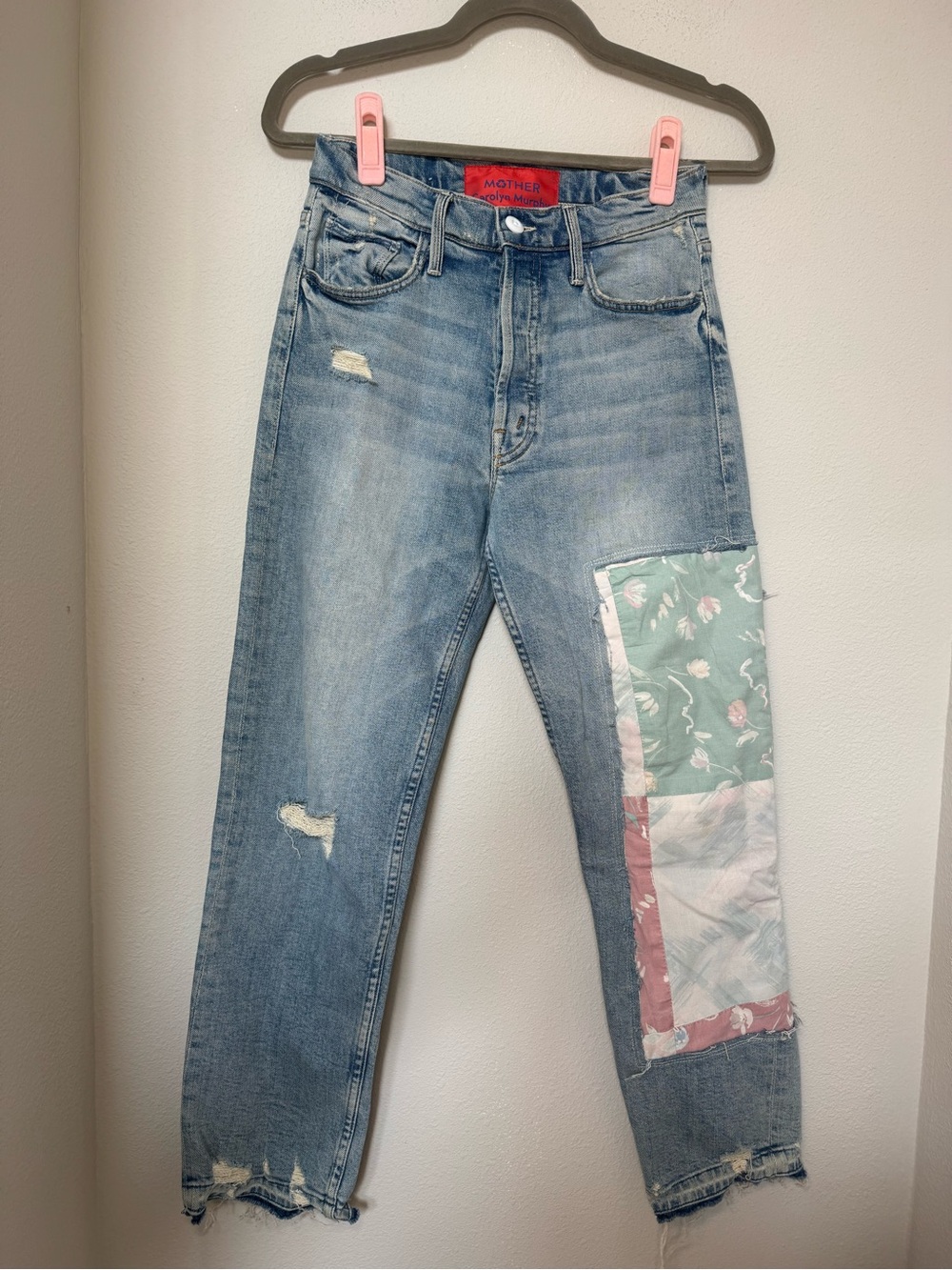 Mother Denim x Carolyn Murphy Patchwork Tomcat Ankle Undone Hem in New Hobbies - Picture 2 of 11
